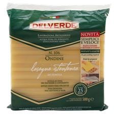 Massa de sêmola de trigo duro para lasanha.
Porção de 80g (1 prato) = 278 kcal.